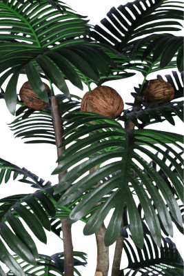 3 Gövdeli Siyah Saksıda Yapay Tropikal Palmiye Ağacı 28 Yapraklı 180 cm - 4