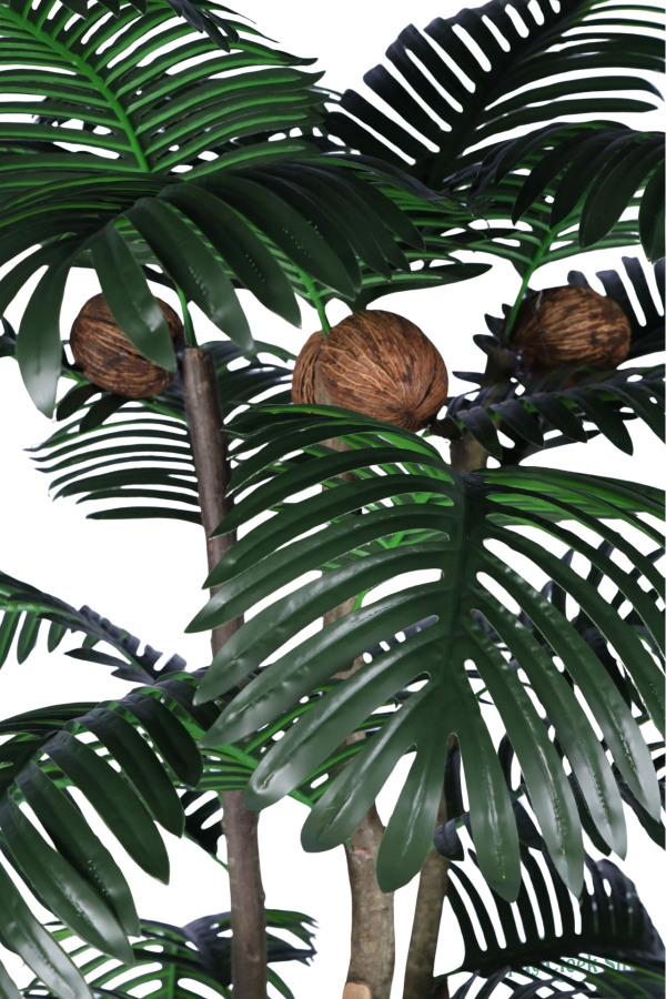 3 Gövdeli Siyah Saksıda Yapay Tropikal Palmiye Ağacı 28 Yapraklı 180 cm - 4