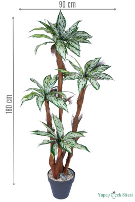 4 Gövdeli Yapay Difenbahya Ağacı Model 1 - Yapay Çiçek Sitesi