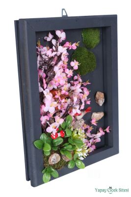 Ahşap Çerçeveli Yapay Çiçek Duvar Tablosu 28x37 cm - 2