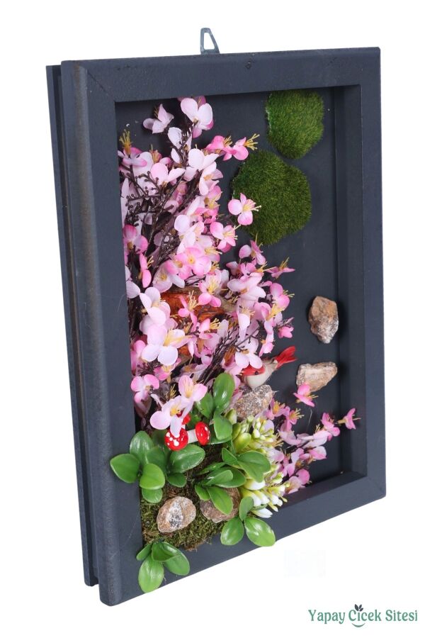 Ahşap Çerçeveli Yapay Çiçek Duvar Tablosu 28x37 cm - 2