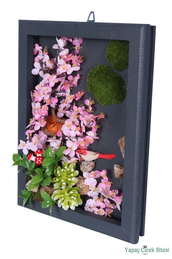 Ahşap Çerçeveli Yapay Çiçek Duvar Tablosu 28x37 cm - 3