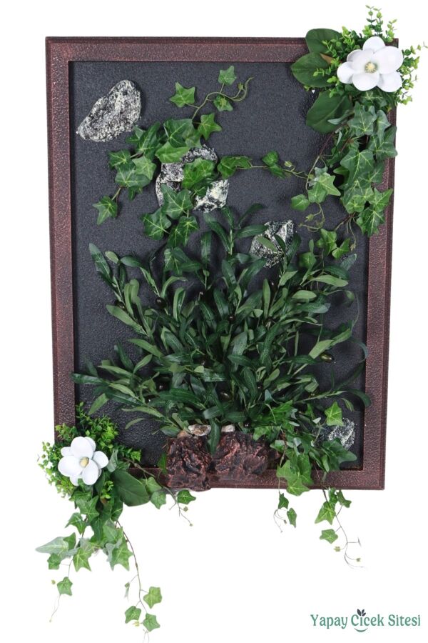 Ahşap Çerçeveli Yapay Çiçek Duvar Tablosu 60x80 cm - 1