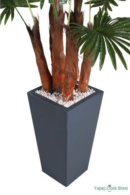 Ahşap Saksıda Yapay Yelpaze Palmiye Ağacı 200 cm - 2