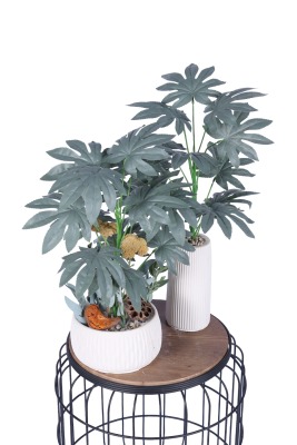 Yapay Çiçek Sitesi Beton Saksılı Yapay Çiçek 2li Set Model 2 - Yapay Çiçek Sitesi