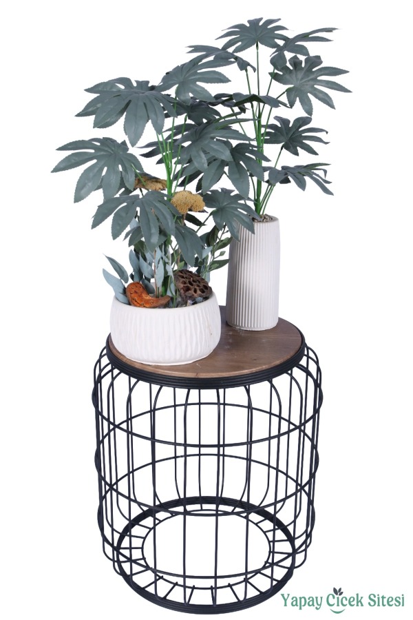 Yapay Çiçek Sitesi Beton Saksılı Yapay Çiçek 2li Set Model 2 - 2