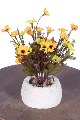 Beton Saksıda Yapay Çiçekli Tanzimler Model 17 - Yapay Çiçek Sitesi