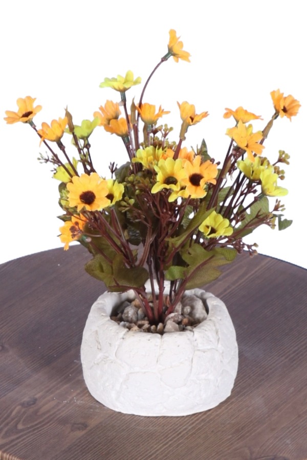 Beton Saksıda Yapay Çiçekli Tanzimler Model 17 - 1