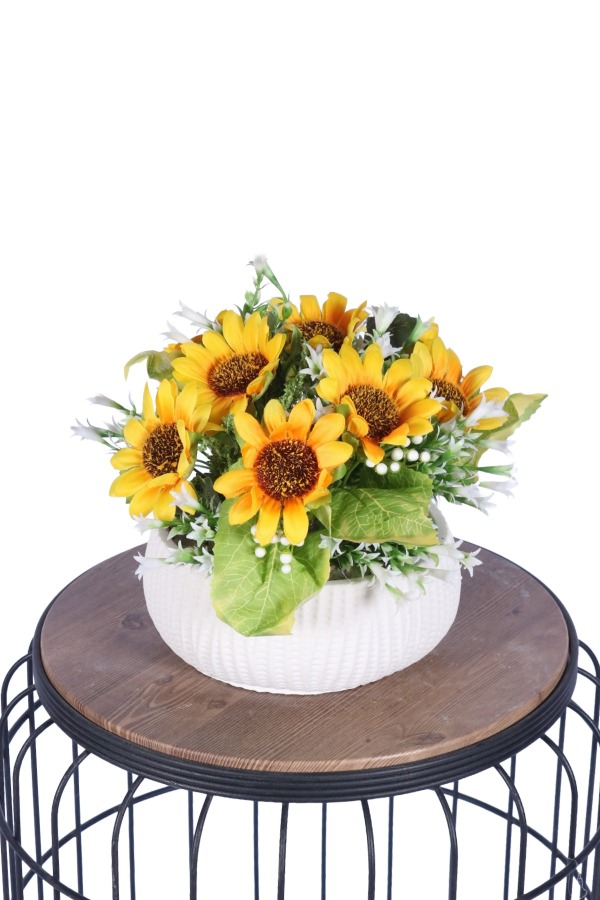 Beton Saksıda Yapay Çiçekli Tanzimler Model 18 - 1