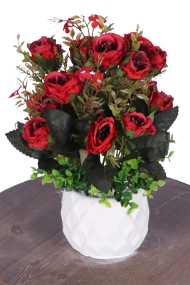 Beton Saksıda Yapay Çiçekli Tanzimler Model 19 - Yapay Çiçek Sitesi