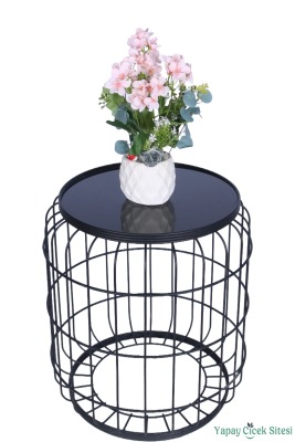 Beton Saksıda Yapay Şeftali Çiçeği Tanzimi Pudra - 3