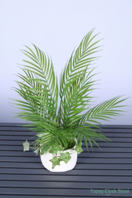 Beton Saksıda Yapay Sıkas Bitkisi 55 Cm - Yapay Çiçek Sitesi