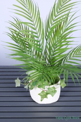 Beton Saksıda Yapay Sıkas Bitkisi 55 Cm - 2