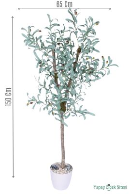 Beyaz Plastik Saksıda Yapay Zeytin Ağacı 150 cm - Yapay Çiçek Sitesi