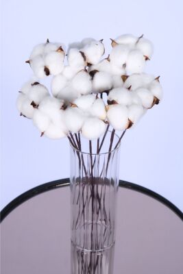 Doğal Beyaz Pamuk Çiçeği 10lu 30 cm - 2