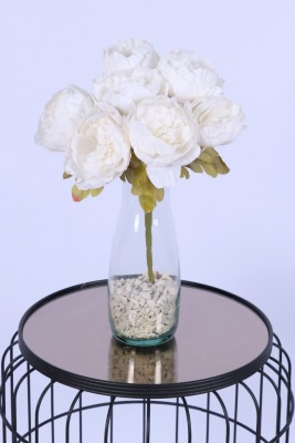 Dolgun Görünümlü Yapay Şakayık Çiçek Demeti Beyaz 7 Dal - 2