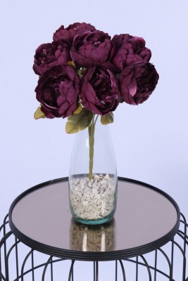 Dolgun Görünümlü Yapay Şakayık Çiçek Demeti Mor 7 Dal - 2