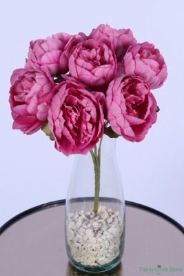 Dolgun Görünümlü Yapay Şakayık Çiçek Demeti Pembe 7 Dal - Yapay Çiçek Sitesi