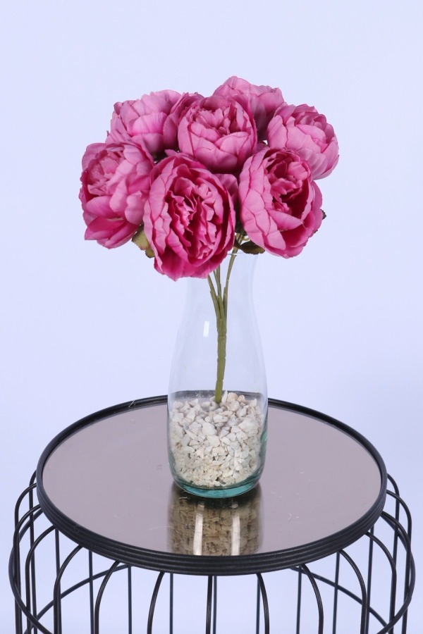 Dolgun Görünümlü Yapay Şakayık Çiçek Demeti Pembe 7 Dal - 2