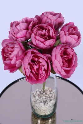 Dolgun Görünümlü Yapay Şakayık Çiçek Demeti Pembe 7 Dal - 3