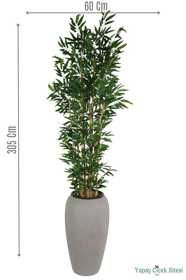 Gri Fiber Saksıda Yapay Bambu Ağacı 305 cm - 1
