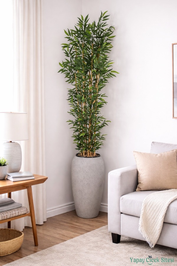 Gri Fiber Saksıda Yapay Bambu Ağacı 305 cm - 4