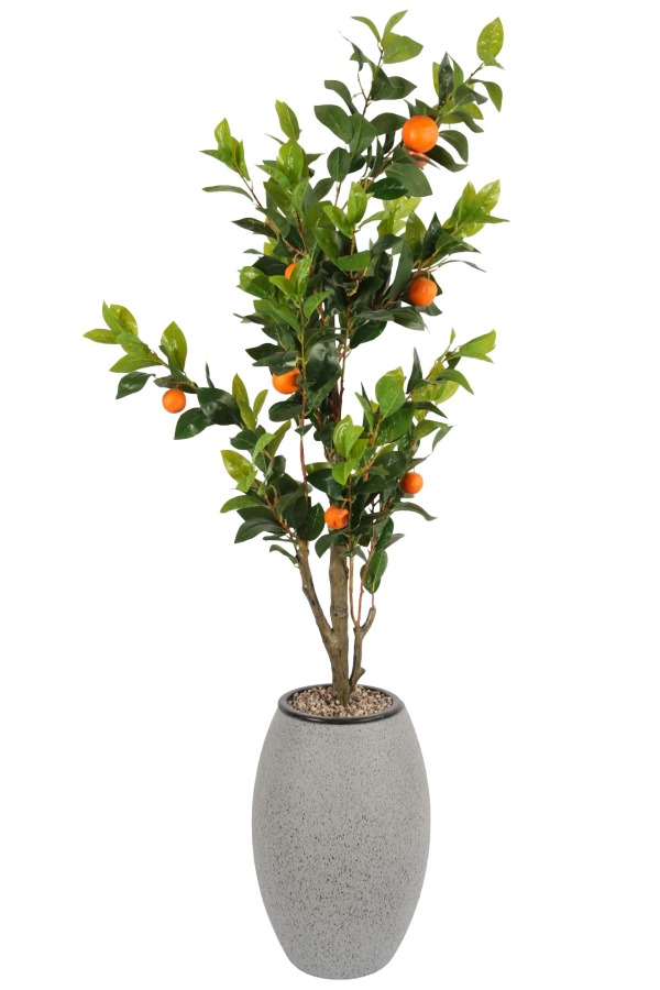 Gri Fiber Saksıda Yapay Portakal Ağacı 220 cm - 1