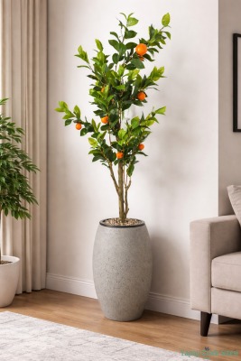 Gri Fiber Saksıda Yapay Portakal Ağacı 220 cm - 4