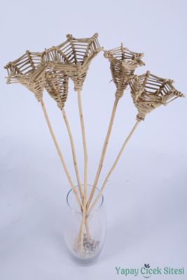 Kuru Çiçek Rattan Üçgen Koni 60 Cm 5li - 3