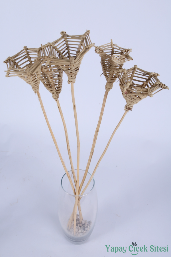 Kuru Çiçek Rattan Üçgen Koni 60 Cm 5li - 3