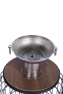 Metal Dekoratif Ayaklı Sunumluk Çiçeklik Küpeli Gümüş 19 Cm - 3