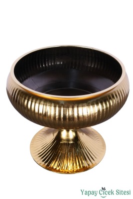 Metal Dekoratif Ayaklı Vazo 21 Cm Altın - 3