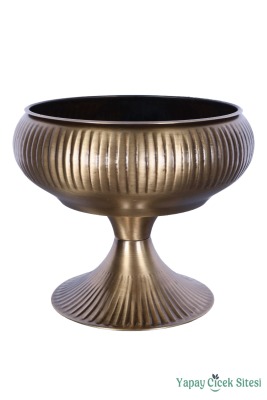 Metal Dekoratif Ayaklı Vazo 21 Cm Bronz - Yapay Çiçek Sitesi