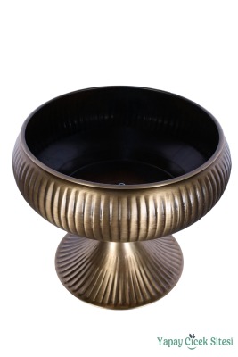 Metal Dekoratif Ayaklı Vazo 21 Cm Bronz - 3