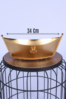 Metal Dekoratif Çiçeklik Sunumluk Büyük Kayık Altın - Yapay Çiçek Sitesi