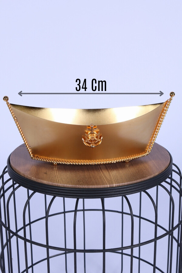 Metal Dekoratif Çiçeklik Sunumluk Büyük Kayık Altın - 1