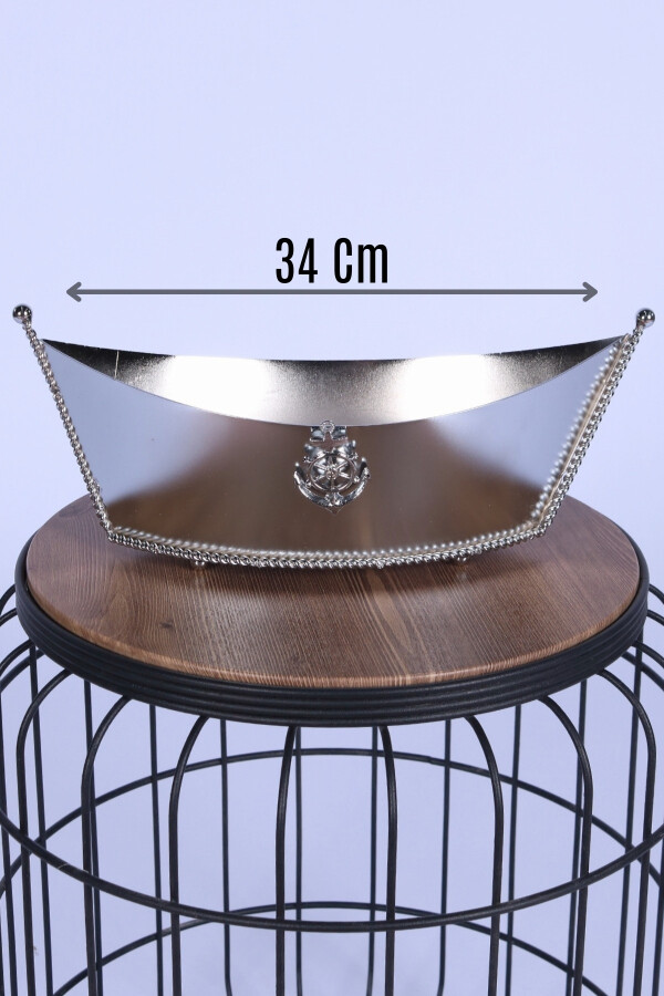 Metal Dekoratif Çiçeklik Sunumluk Büyük Kayık Gümüş - 1