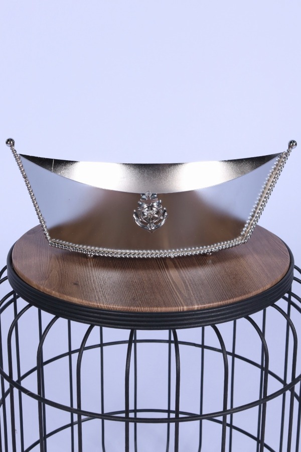 Metal Dekoratif Çiçeklik Sunumluk Büyük Kayık Gümüş - 2