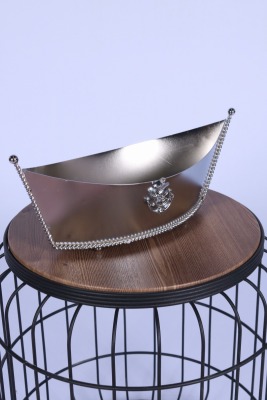 Metal Dekoratif Çiçeklik Sunumluk Büyük Kayık Gümüş - 3