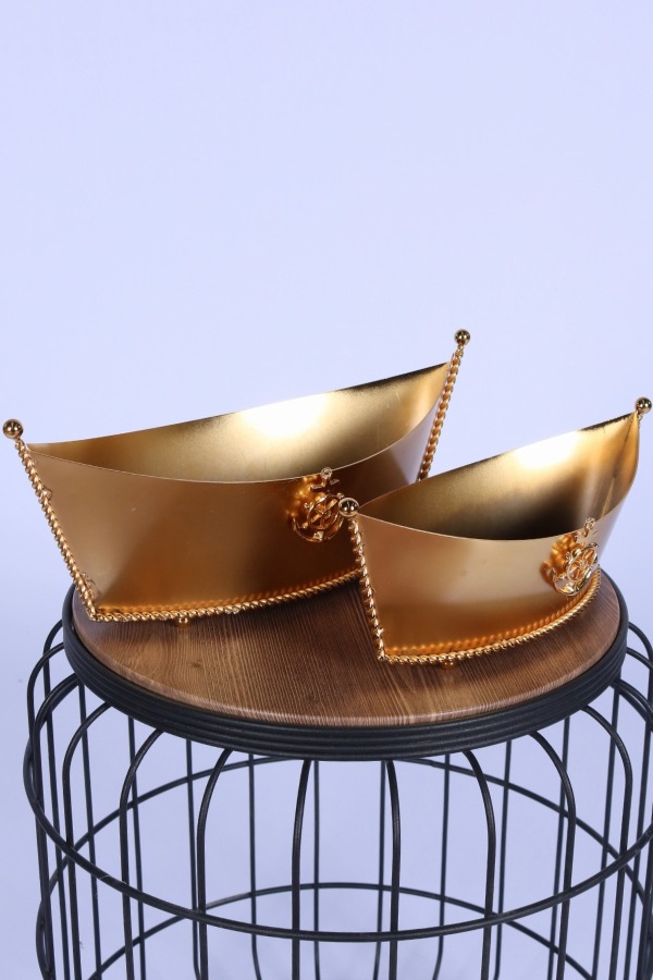 Metal Dekoratif Çiçeklik Sunumluk Kayık Model 2li Set Altın - 1