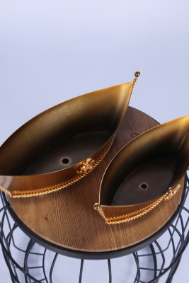 Metal Dekoratif Çiçeklik Sunumluk Kayık Model 2li Set Altın - 3