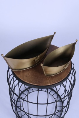 Metal Dekoratif Çiçeklik Sunumluk Kayık Model 2li Set Bronz - 3