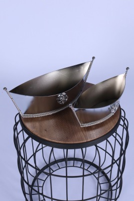 Metal Dekoratif Çiçeklik Sunumluk Kayık Model 2li Set Gümüş - 2