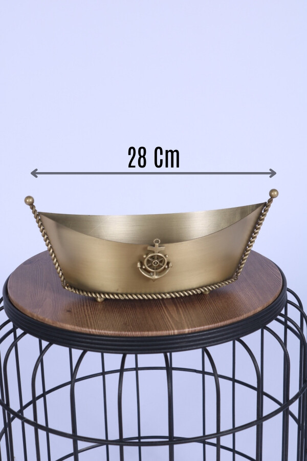 Metal Dekoratif Çiçeklik Sunumluk Küçük Kayık Bronz - 1