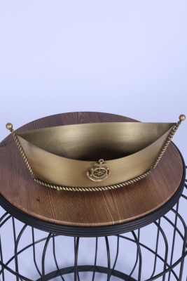 Metal Dekoratif Çiçeklik Sunumluk Küçük Kayık Bronz - 3