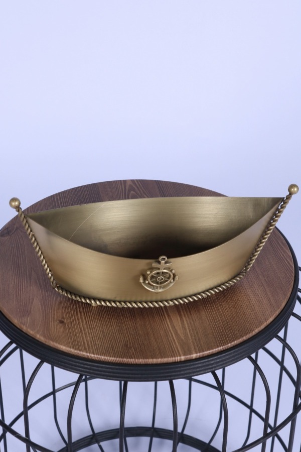 Metal Dekoratif Çiçeklik Sunumluk Küçük Kayık Bronz - 3