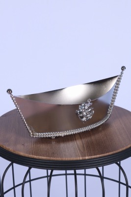 Metal Dekoratif Çiçeklik Sunumluk Küçük Kayık Gümüş - 2