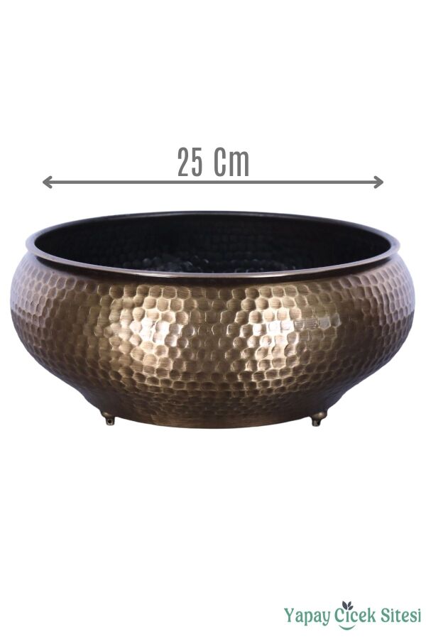 Metal Dekoratif Darbeli Ufo Model Saksı 11 Cm Bronz - 1