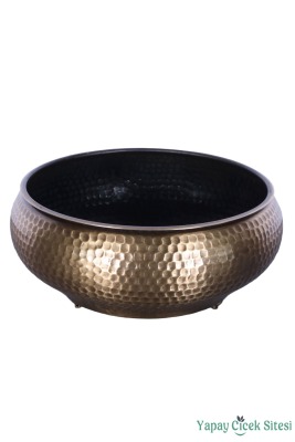 Metal Dekoratif Darbeli Ufo Model Saksı 11 Cm Bronz - 2