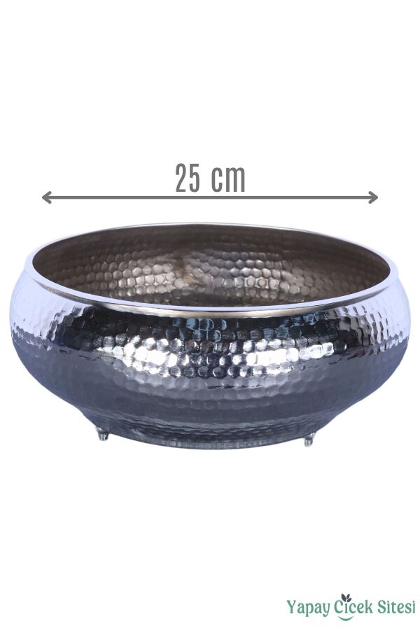 Metal Dekoratif Darbeli Ufo Model Saksı 11 Cm Gümüş - 1